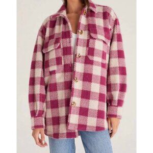 Z Supply Plaid Check Tucker Super Soft & Cozy Berry Color Jacket